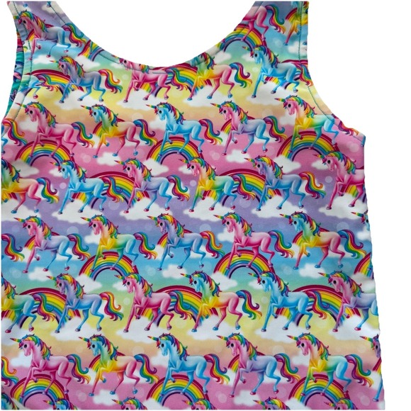 Lisa Frank X Posh Peanut Dancing Dolphins Unicorn Reversible Swimsuit Girls Sz 8 - Picture 3 of 9